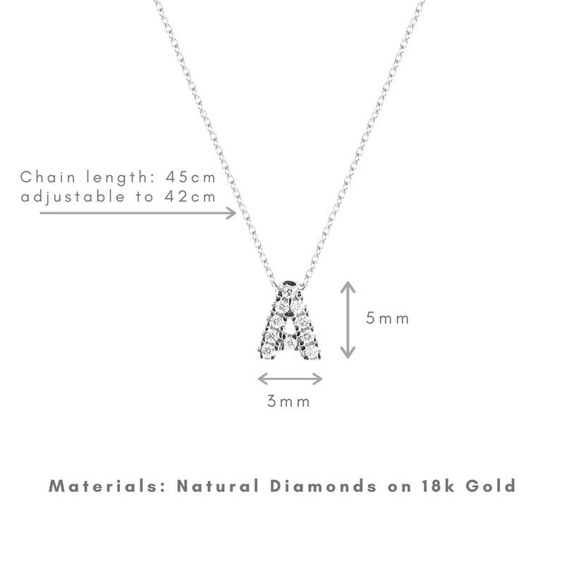 Bright, 18-karat White Gold Necklace with Diamond Pendant - A