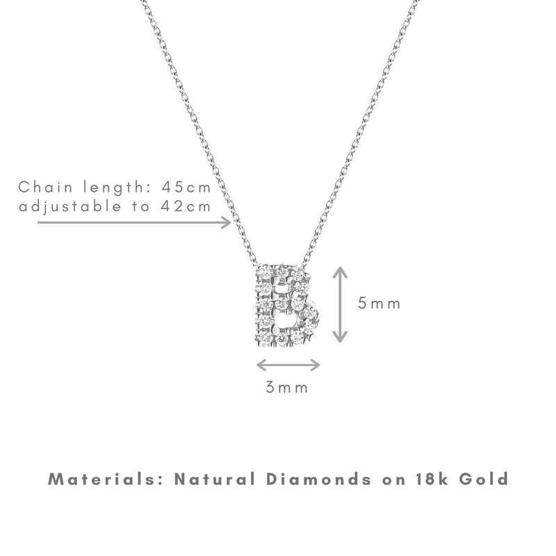 Bright, 18-karat White Gold Necklace with Diamond Pendant - B