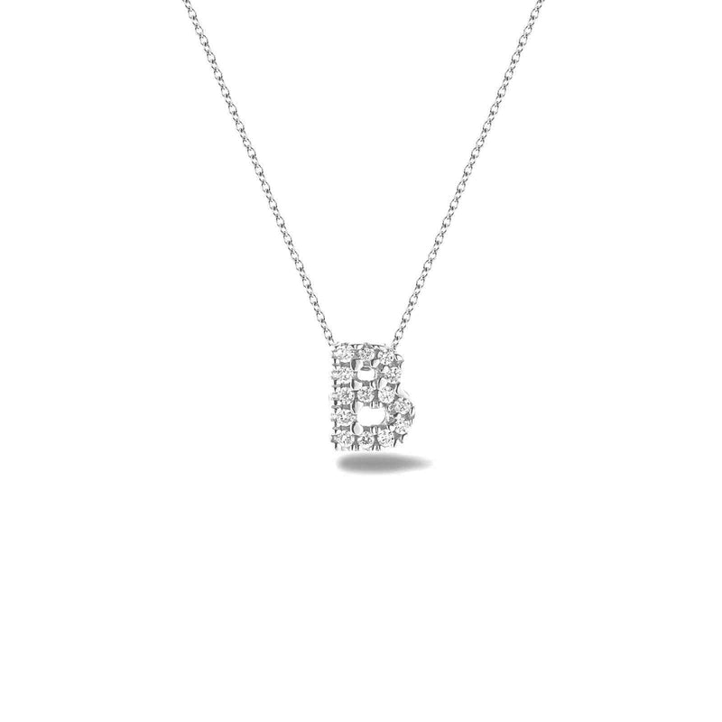 Bright, 18-karat White Gold Necklace with Diamond Pendant - B