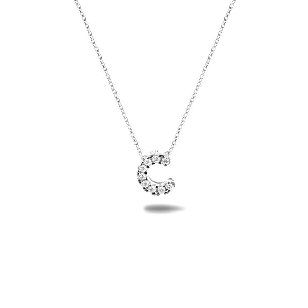 Bright, 18-karat White Gold Necklace with Diamond Pendant - C