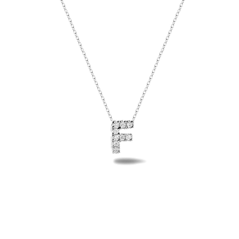 Bright, 18-karat White Gold Necklace with Diamond Pendant - F
