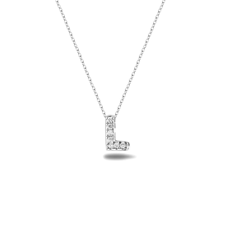 Bright, 18-karat White Gold Necklace with Diamond Pendant - L