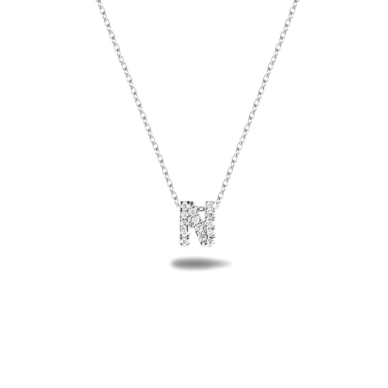 Bright, 18-karat White Gold Necklace with Diamond Pendant - N