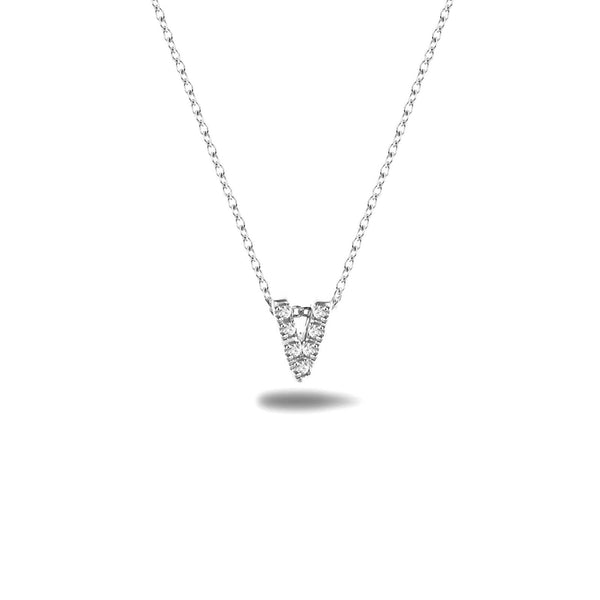 Bright, 18-karat White Gold Necklace with Diamond Pendant - V