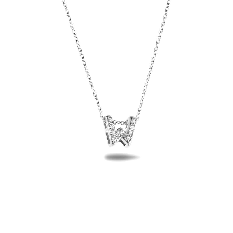 Bright, 18-karat White Gold Necklace with Diamond Pendant - W