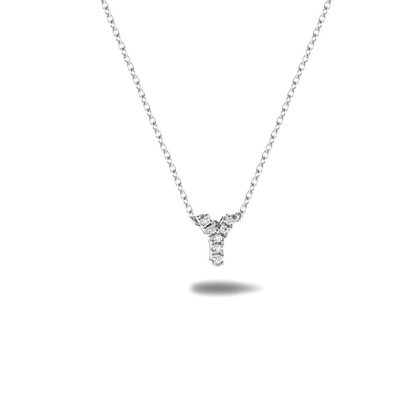 Bright, 18-karat White Gold Necklace with Diamond Pendant - Y